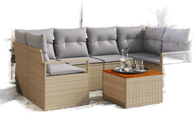 Vidaxl Hagesofa Set 7 pcs Beige og lys grå