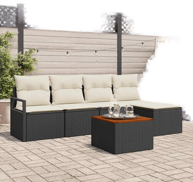 Vidaxl Hagesofa Set 6 pcs Svart og krem