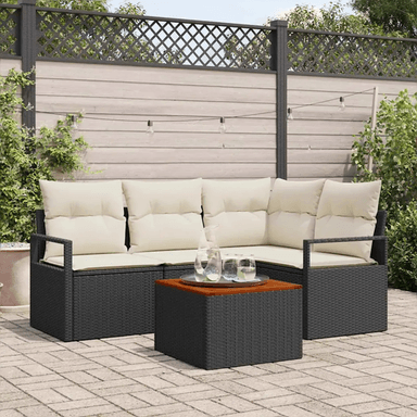 Vidaxl Hagesofa Set 5 pcs Svart og krem