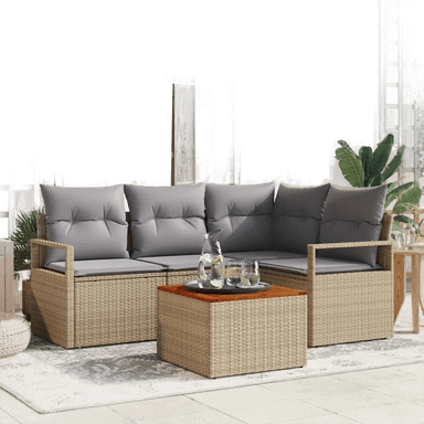 Vidaxl Hagesofa Set 5 pcs Beige og lys grå