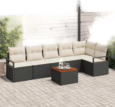 Vidaxl Hagesofa Set 7 pcs Svart og krem