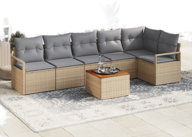 Vidaxl Hagesofa Set 7 pcs Beige og lys grå