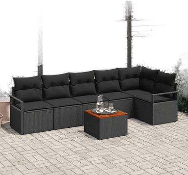 Vidaxl Hagesofa Set 7 pcs Svart