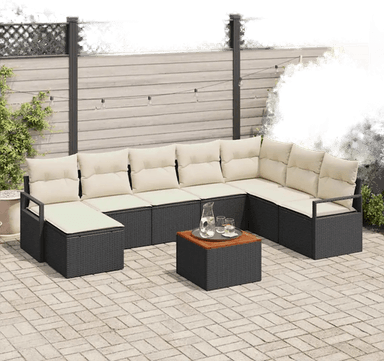 Vidaxl Hagesofa Set 9 pcs Svart Krem