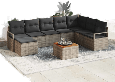 Vidaxl Hagesofa Set 9 pcs Grå