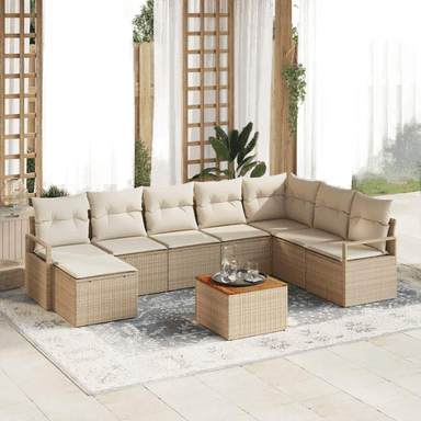 Vidaxl Hagesofa Set 9 pcs Beige