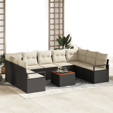 Vidaxl Hagesofa Set 10 pcs Svart og krem