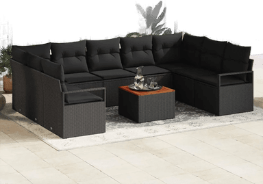 Vidaxl Hagesofa Set 10 pcs Svart