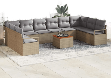 Vidaxl Hagesofa Set 11 pcs Beige og lys grå
