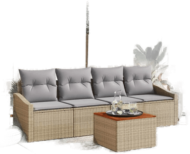 Vidaxl Hagesofa Set 5 pcs Beige og lys grå