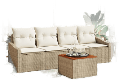 Vidaxl Hagesofa Set 5 pcs Beige
