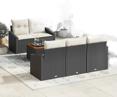 Vidaxl Hagesofa Set 6 pcs Svart og krem