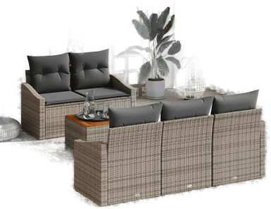 Vidaxl Hagesofa Set 6 pcs Grå