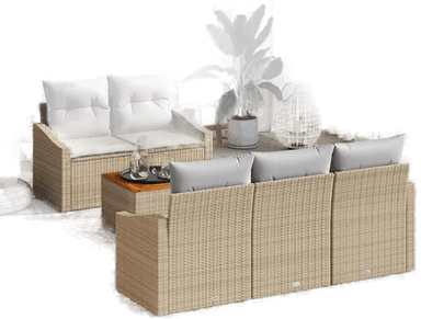 Vidaxl Hagesofa Set 6 pcs Beige og lys grå