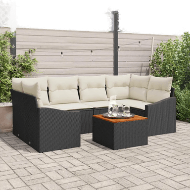 Vidaxl Hagesofa Set 7 pcs Svart Krem