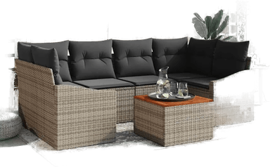 Vidaxl Hagesofa Set 7 pcs Grå