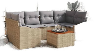 Vidaxl Hagesofa Set 7 pcs Beige og lys grå