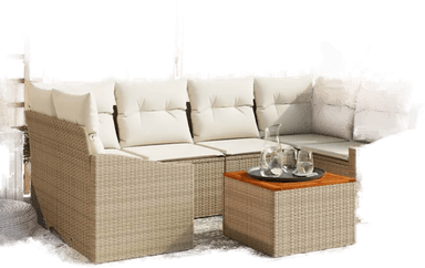 Vidaxl Hagesofa Set 7 pcs Beige