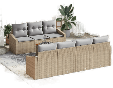 Vidaxl Hagesofa Set 8 pcs Beige og lys grå