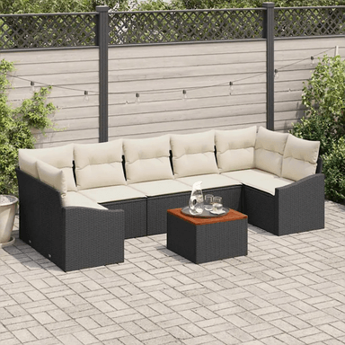 Vidaxl Hagesofa Set 8 pcs Svart og krem