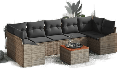 Vidaxl Hagesofa Set 8 pcs Grå