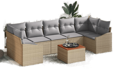 Vidaxl Hagesofa Set 8 pcs Beige og lys grå