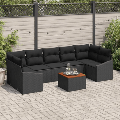 Vidaxl Hagesofa Set 8 pcs Svart
