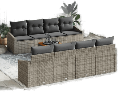 Vidaxl Hagesofa Set 9 pcs Grå