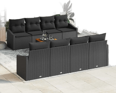 Vidaxl Hagesofa Set 9 pcs Svart