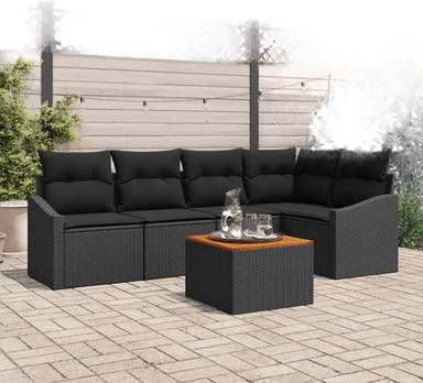 Vidaxl Hagesofa Set 6 pcs Svart
