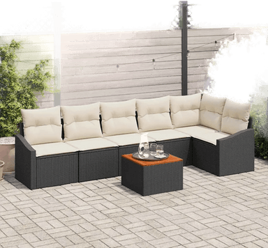 Vidaxl Hagesofa Set 7 pcs Svart og krem