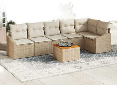 Vidaxl Hagesofa Set 7 pcs Beige