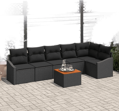 Vidaxl Hagesofa Set 7 pcs Svart