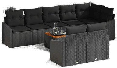 Vidaxl Hagesofa Set 9 pcs Svart