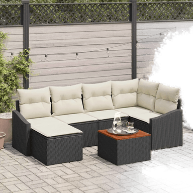 Vidaxl Hagesofa Set 7 pcs Svart og krem
