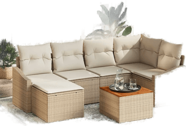 Vidaxl Hagesofa Set 7 pcs Beige