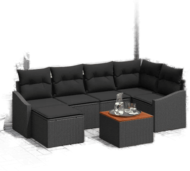 Vidaxl Hagesofa Set 7 pcs Svart