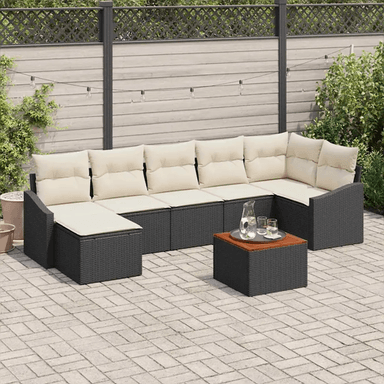 Vidaxl Hagesofa Set 8 pcs Svart og krem