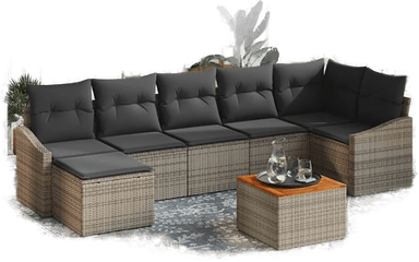 Vidaxl Hagesofa Set 8 pcs Grå