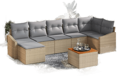 Vidaxl Hagesofa Set 8 pcs Beige og lys grå