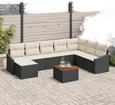Vidaxl Hagesofa Set 9 pcs Svart og krem