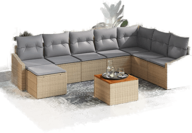 Vidaxl Hagesofa Set 9 pcs Beige og lys grå