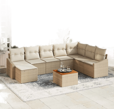 Vidaxl Hagesofa Set 9 pcs Beige