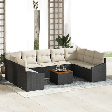 Vidaxl Hagesofa Set 10 pcs Svart og krem