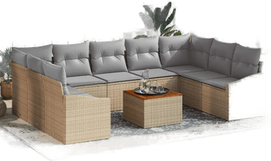 Vidaxl Hagesofa Set 10 pcs Beige og lys grå