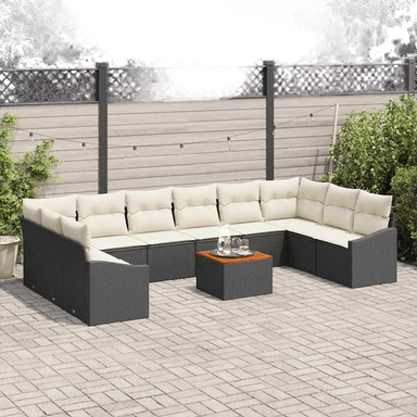 Vidaxl Hagesofa Set 11 pcs Svart og krem