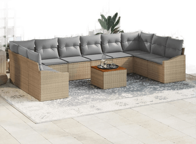 Vidaxl Hagesofa Set 11 pcs Beige og lys grå