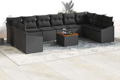 Vidaxl Hagesofa Set 11 pcs Svart