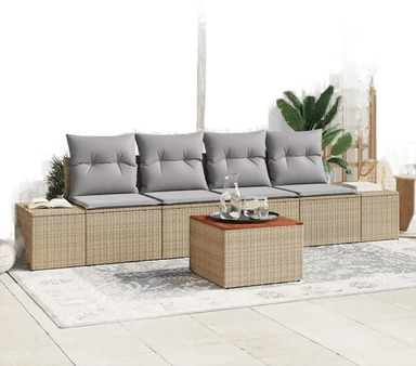 Vidaxl Hagesofa Set 5 pcs Beige og lys grå