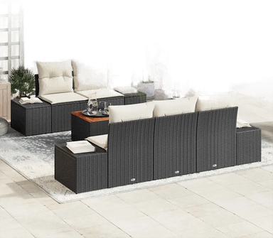 Vidaxl Hagesofa Set 6 pcs Svart og krem